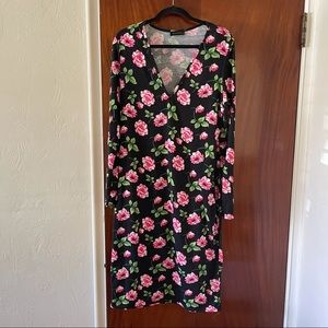 Club L (Asos Curve) floral bodycon v neck dress